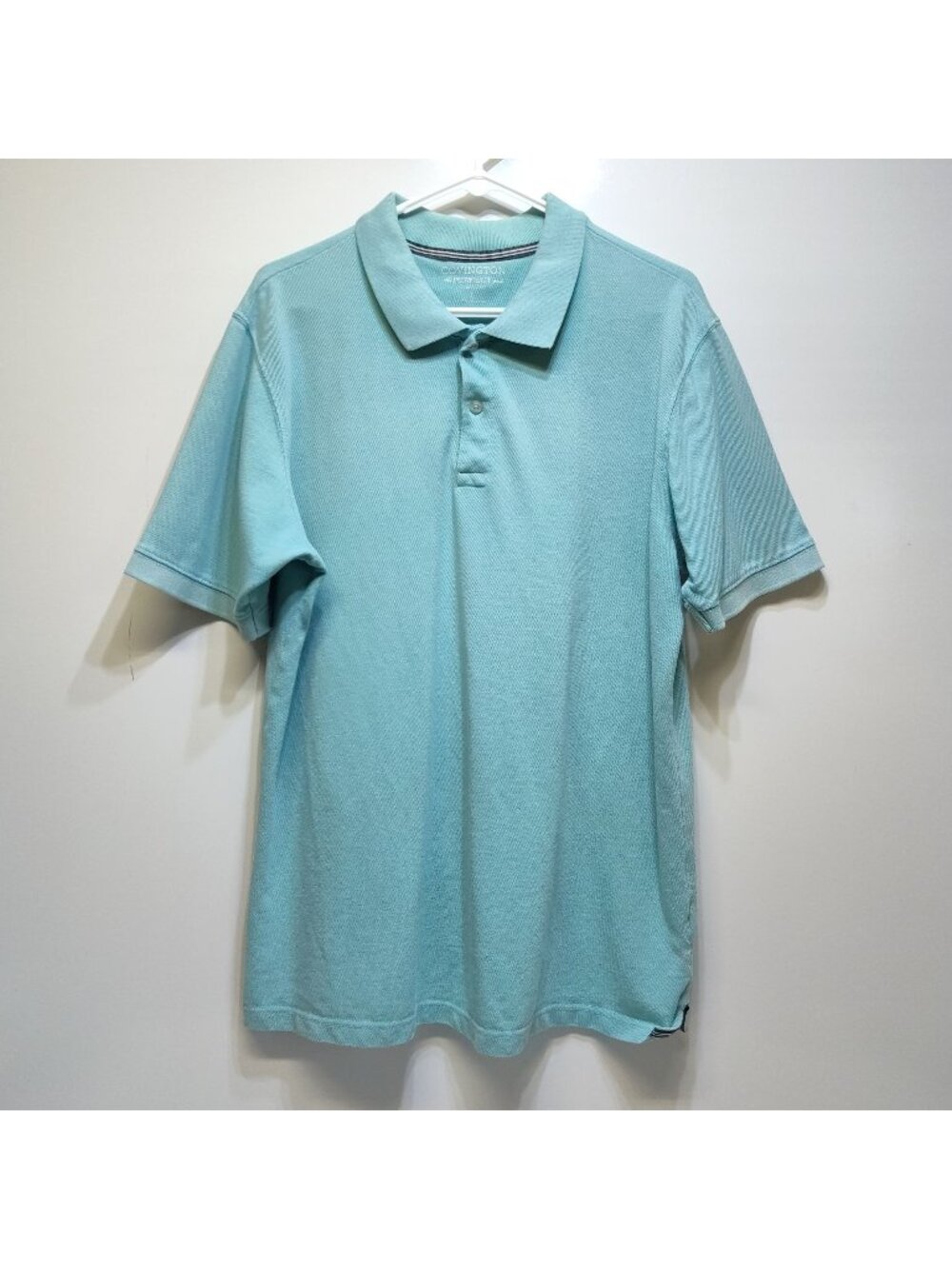 Covington Perfect Polo Classic Fit Shirt Short Sleeve Aqua Blue Men Large Cotton
